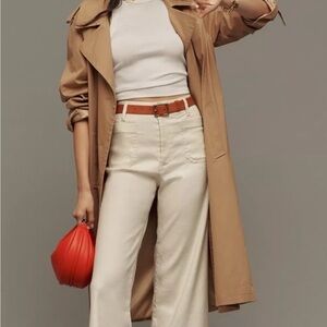 Anthropologie The Colette Cropped Wide Leg Pants by Maeve Linen Edition